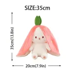 Bunny Stuffed Animal,Reversible Carrot Strawberry Bunny Plush Doll With Zipper Cute Soft Rabbit Toys Pillow Decoration 35cm - Image 6