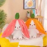 Bunny Stuffed Animal,Reversible Carrot Strawberry Bunny Plush Doll With Zipper Cute Soft Rabbit Toys Pillow Decoration 35cm - Image 3