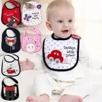 GP High Quality Waterproof 100% Cotton Baby Bibs with Embroidered Prints Adjustable Magic Tapes[RANDOM COLOUR+RANDOM DESIGNS]