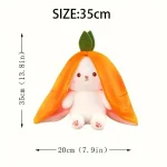 Bunny Stuffed Animal,Reversible Carrot Strawberry Bunny Plush Doll With Zipper Cute Soft Rabbit Toys Pillow Decoration 35cm - Image 5