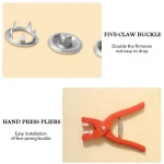 1pcs Metal Snaps Buttons 9.5mm with Fastener Steel Pliers Tool Kit Five Buckle Set Sewing Free Buttons Set for Diy Crafts Home Sewing Accessories KS By Tawakkal Mart. - Image 3