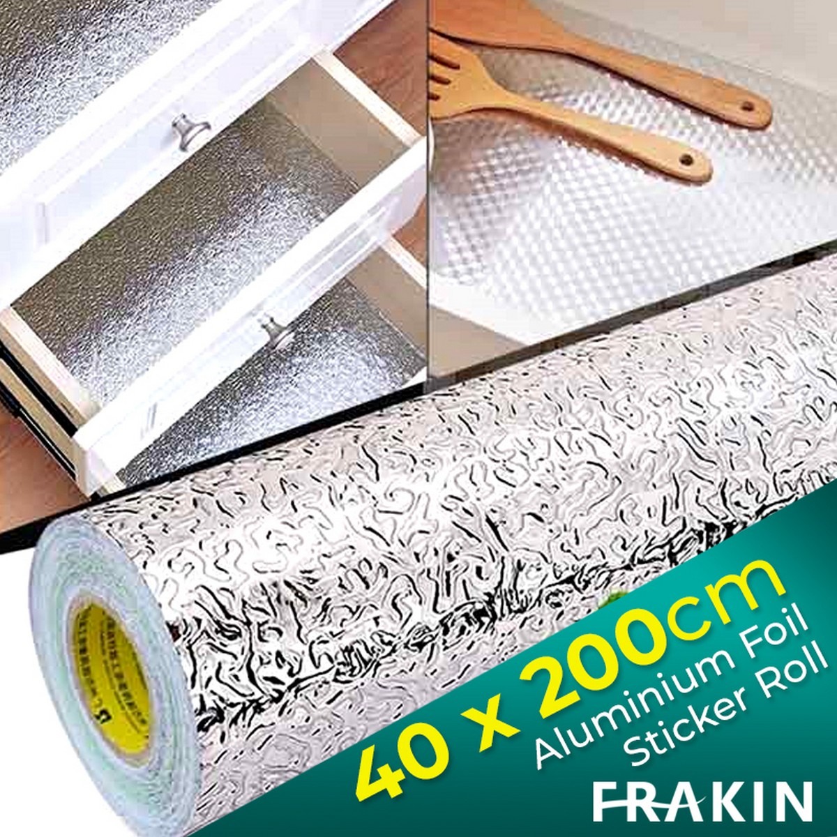 imgi_49_7c1332f1ba21a425233cc64d2d93932f Proof Waterproof Aluminium Sheet DIY Wallpaper, Backsplash Aluminium Sticker for Home, Kitchen, Stove, Cabinet, Wall, Drawers, Furniture, Silver Colour 40x200cm - Image 1