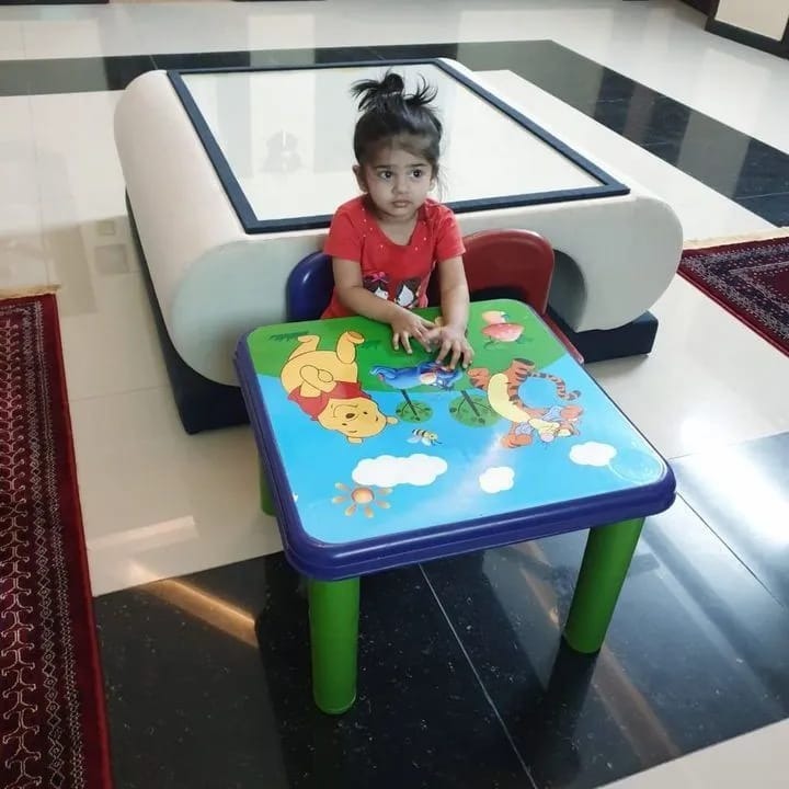 imgi_50_7dff338aa77eac85bb50a51a1a7e8fc0 Winnie Pooh Kids Table And 2 Chair Set - Education And Game Sheet On Plastic Table - Image 1