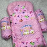 GP High Quality New Baby Sleeping Bag with 1 Pillow 2 Cushions Embroidered Print Zipper Multicolored Safety Baby Crib 0-1 Year Infant Portable Baby Cots Crib Infant Baby Sleeping Bag
