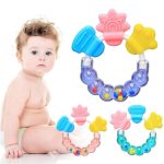 Tawakkal Mart 1Pcs Baby Toys Rattles Newborn Baby Rattles Teether Teething Bite Toys Infant Toddler Bed Bell Silicone Handbell Jingle Cartoon