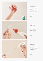 Tawakkal Mart 3pcs Set Baby Bottle Cleaning Brush Silicone 360 Degree Bottle Cleaner Tool Infant Bottle Pacifier Straw Brush with Base Storage - Image 4