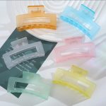 ack of 6, Pack of 3, pack of 1 Transparent and Matte Solid Girls Hair Claws Rectangle Hair Clips for Women Simple Elegant Hair Accessories Hair catchers