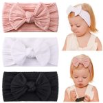LDM 3 Pcs Hair Bandage Tie Band Headband Bow Turban Children Newborn Kids Baby Girl Accessories Bowknot Rabbit Ear Headwear