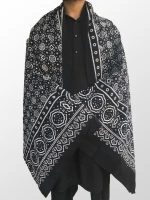 Pure Cotton Black Sindhi Ajrak Chadder / Shawl for Men and Women - Image 4