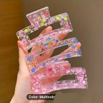 Pack of 6, Pack of 3, pack of 1 Transparent and Matte Solid Girls Hair Claws Rectangle Hair Clips for Women Simple Elegant Hair Accessories Hair catchers (Multi Colors)