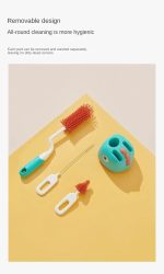 Tawakkal Mart 3pcs Set Baby Bottle Cleaning Brush Silicone 360 Degree Bottle Cleaner Tool Infant Bottle Pacifier Straw Brush with Base Storage - Image 8