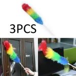 3 PCS Cleaning Duster, Soft Magic Colorful Feather Duster Brush Anti Static Cleaning Products with Long Plastic Handle for Cleaning Furniture, Calligraphy, TV Screen, Computer - Image 3
