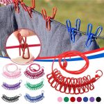 180 cm Portable Clothing Clothesline with 12 Clips Retractable Laundry Dryer Clothes Rope Drying Rack Cloth Hanging Line For Outdoor