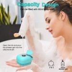 Silicon Bath Body Brush, Exfoliating Body Scurb Brush with Soap Dispenser, 2 in 1 Ultra Soft Bath Sponge Shower Brush and Body Massager, Baby Shower Brush, Shampoo and Gel Dispenser, Loofah Brush, Body Cleaning Scrubber for Man, Women and Children