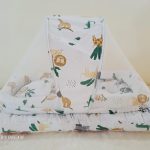 Baby Bed with Mosquito net and 1 pillow, Comfortable New born Baby Bistar multicolor [ SIZE CAN BE USED FOR 0 TO 6 MONTHS