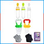 Pack of 3 Baby Silicone Squeeze Spoon Feeder with Fruit Pacifier and Knee Pads - Image 3
