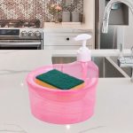 2 in 1 Double Layer Liquid Soap Dispenser and Dish Washing Scrubber Sponge Holder 1000ml - Image 3