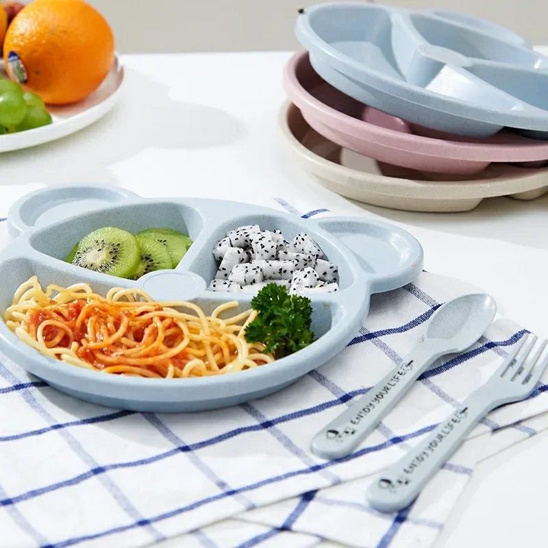 imgi_65_cb45267bbea475f8e94d8fdb773f4ded Pack of 5 3Pcs/Set Baby Food Feeding Tableware Cartoon Bear Bowl+Spoon+Fork Eating Dinnerware for Children Dishes Kids Dinning Plate - Image 1
