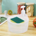 2 in 1 Double Layer Liquid Soap Dispenser and Dish Washing Scrubber Sponge Holder 1000ml