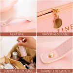 Luxury Cosmetic Organizer Travel Bag for Women – Large Capacity PU Leather Makeup Pouch with Zipper & Handle | Elegant Portable Makeup Storage Case | Waterproof Beauty Organizer Toiletry Bag | Cosmetic Brush Kit - Image 3