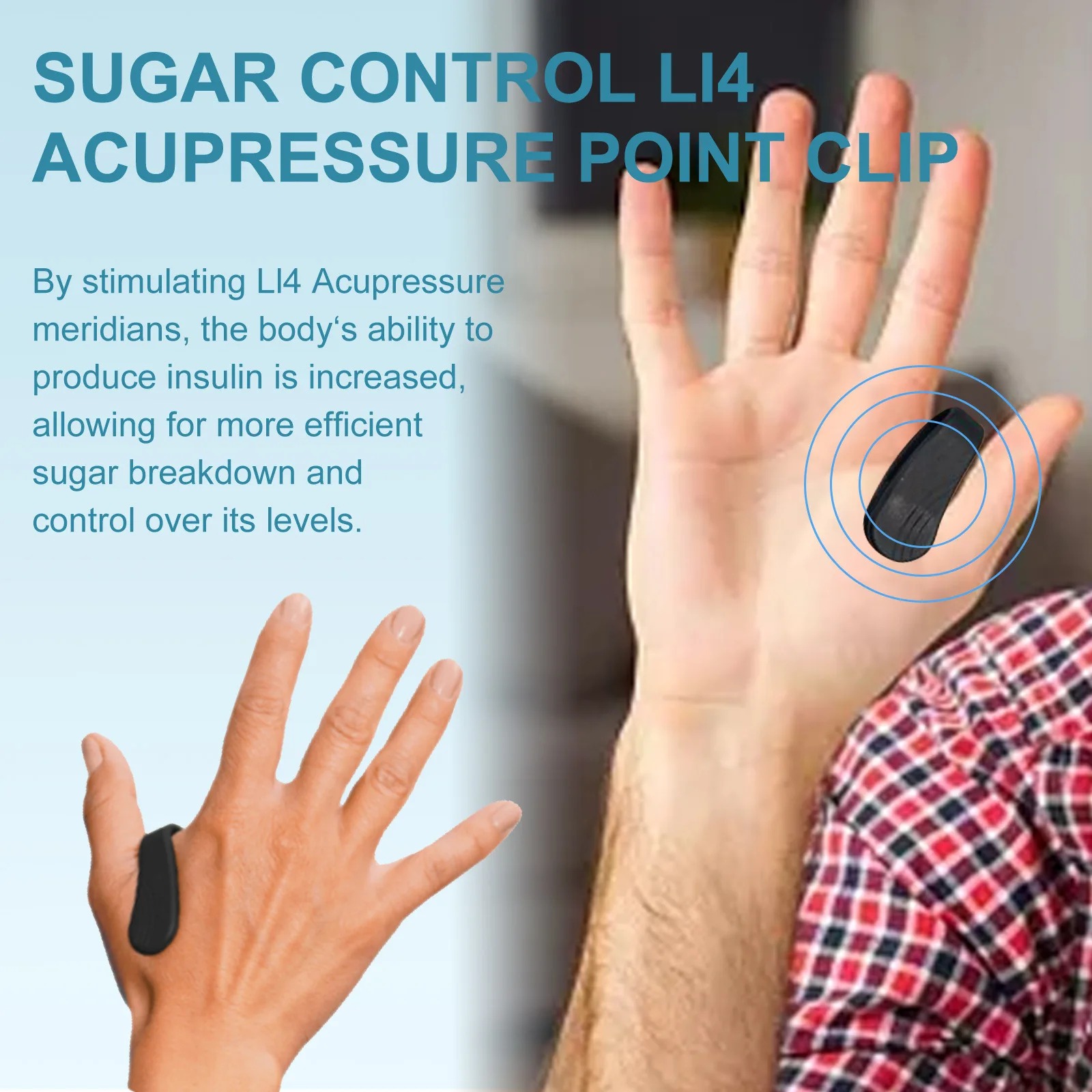 imgi_68_0c75c75f0bf3746ca6e83dec19cfaaec Sugar Control Acupressure Clip for Diabetics Sugar Control LI4 Acupressure Point Clip Headache Relief Product, Headache Migraine &Tension Relief - Image 1