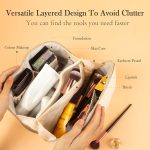 Luxury Cosmetic Organizer Travel Bag for Women – Large Capacity PU Leather Makeup Pouch with Zipper & Handle | Elegant Portable Makeup Storage Case | Waterproof Beauty Organizer Toiletry Bag | Cosmetic Brush Kit - Image 5