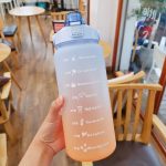 2L Water Bottle Motivational Water Bottle with Time & Capacity Marker BPA-Free Sports Water Cup Fitness Gym Running Exercise
