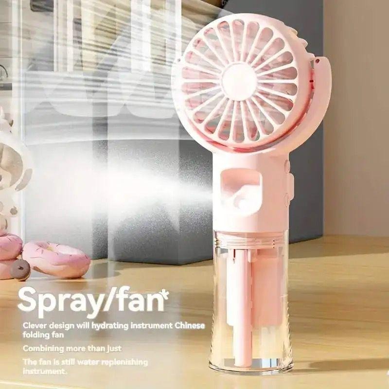 16a Mini Portable Water Spray Mist Fan Air Humidifier USB Small Handheld Fan Cooler USB Rechargeable Cooling Fan with mobile stand holder - Image 1