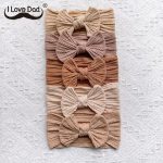 5Pcs/Lot Bow Baby Headband Soft Elastic Nylon Girl Hair Band Solid Color Bowknot Kids Turban Headwear Baby Hair Accessories - Image 3