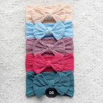 5Pcs/Lot Bow Baby Headband Soft Elastic Nylon Girl Hair Band Solid Color Bowknot Kids Turban Headwear Baby Hair Accessories