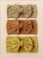 3pcs/Set Wholesale Knitted Children Hairband Solid Color Strips Cute Bow Headband For Infant Baby Kids Sport Hair Accessories - Image 4