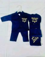 TinyKids.pk |Newborn Baby Baba WELCOME TO THE WORLD STARTER Set 5 pice clothes for boys and girls 5 in 1 pice ,Trending newborn baby outfits for first arrival 0-3 Month’s Latest newborn babies apparel , Affordable newborn babies fashion newborn babies . - Image 3