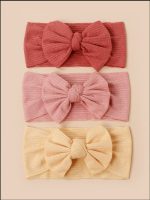 3pcs/Set Wholesale Knitted Children Hairband Solid Color Strips Cute Bow Headband For Infant Baby Kids Sport Hair Accessories - Image 4