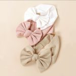 3pcs/Set Wholesale Knitted Children Hairband Solid Color Strips Cute Bow Headband For Infant Baby Kids Sport Hair Accessories