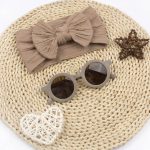 2Pcs/Set Baby Bows Headband Round Sunglasses Solid Color Elastic Hair Bands Sun Glasses For Kids Girls Photography Props - Image 4