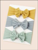 3pcs/Set Wholesale Knitted Children Hairband Solid Color Strips Cute Bow Headband For Infant Baby Kids Sport Hair Accessories - Image 7