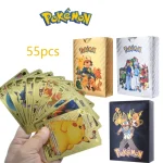 55 Pieces Pokemon Gold, Silver & Black & Multicolor Foil Cards Anime Cartoon Pokémon English Version Tcg Card - 55 Pcs Pokemon Cards Box For Fans Rare Collection Card Child Toys Gifts - Golden Edition 100% Plastic Cards - Image 2