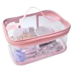 Transparent Cosmetic Portable Makeup Pouch Waterproof Travel Hanging Organizer Bag (Pink) - Image 2