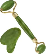 (Original Stone) Jade Roller and Gua Sha Set, Beyond Jade Face Roller - Face Massager, Facial Roller for Skin, Eyes, Neck - Noiseless Design - Jade Roller & Guasha Reduce Puffiness and Improve Wrinkles - Guasha Stone Self Care Gift for Man Women - Image 2