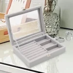 Fashion Portable Velvet Jewelry Ring Jewelry Display Organizer Box Tray Holder Earring Jewelry Storage Case Showcase - Image 2