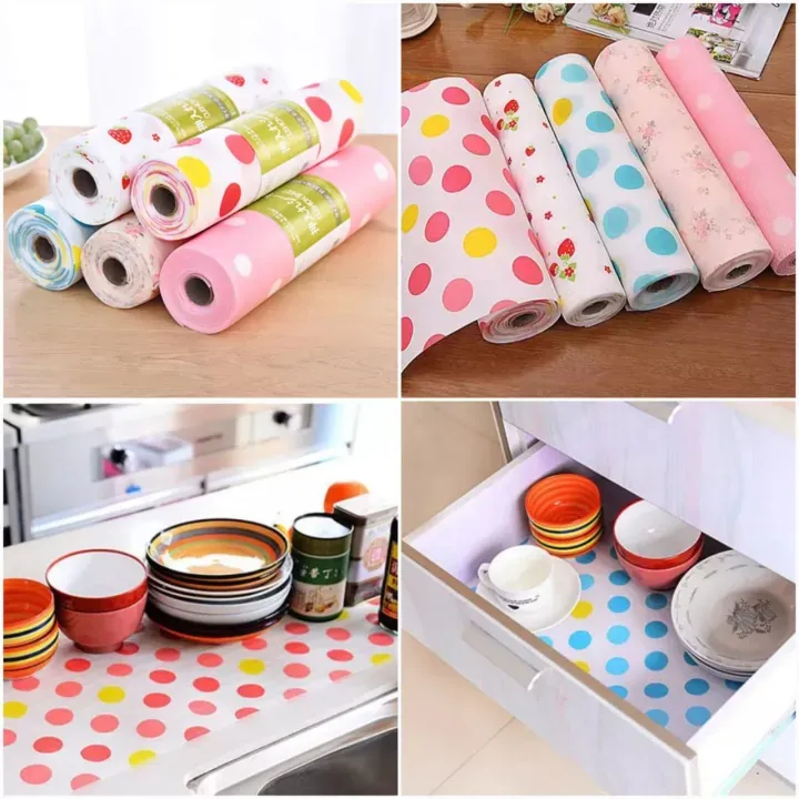 imgi_1_b7aea06f2edfcb360a3004c5c31966c Rolls Printing Antibacterial Cabinet Plastic Foam Household Wardrobe Moisture Drawer Pad Waterproof Non-Slip Paper Kitchen Cupboard Liners Fomic Roll Mat (Multicolor) - Image 1