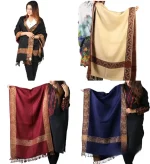 Kashmiri Shawl For Girls Wool Shawls Warm Shawl Winter Shawl Chader Dupattas, Stoles & Shawls Blue-Black-Brown-Golden-Red