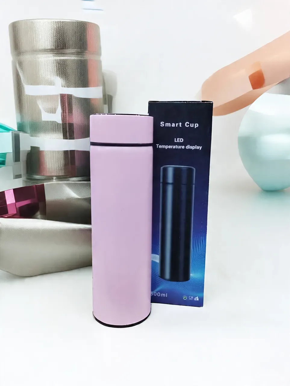 imgi_22_dc595fb0bf079d262684bae995aa9c19.jpg_2200x2200q80.jpg_ Temperature Water Bottle 500ml – Stylish Steel Water Bottle for Girls, Boys & Kids | Hot & Cool Watter Bottel for School, College & Fridge | Cute Watter Bottle for Girls with Straw | Aesthetic Transparent Water Bottles for Girls & Boys in School - Image 1