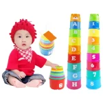 11 Piece Stacking Cups Stackers Pre-school Learning Toy Colorful Stacking Cups Tower Pyramid