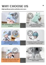 Cute Child Safety Helmet for Learning to Walk Infant Safety Headgear, Head Protection, Toddler Anti-Fall Pad, Learning to Walk, Crash Cap (Choice of Colors) - Image 2