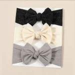 3pcs/Set Wholesale Knitted Children Hairband Solid Color Strips Cute Bow Headband For Infant Baby Kids Sport Hair Accessories - Image 2