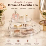 3 Layers Acrylic Perfume & Cosmetic Organizer Tray | Luxury Clear Makeup Storage Rack | Vanity Countertop Organizer for Perfume, Skincare, Cosmetics & Bathroom Essentials - Image 2