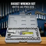 Original Aiwa 40 Piece Toolkit Tool kit Combination Socket Ratchet Wrench Set Tool Kit Toolkit Goti Set Ring Spanner Pana Set Screw Driver Bit Set Hand Toolkit Tools Kit Car Bike Cycle Repairing Hand Tool kit Toolkit Set Screwdriver Toolkit Drill Machine - Image 2