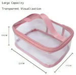 Transparent Cosmetic Portable Makeup Pouch Waterproof Travel Hanging Organizer Bag (Pink) - Image 3