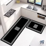 2 Pcs Set Kitchen Mat | Kitchen Water Absorbent Anti Slip Mat & Runner | Kitchen Mat | Water Absorbent Mat | water Absorbent non-slip Mat | long Beside Area Mat | washable Mat | Random color | Mat | - Image 2